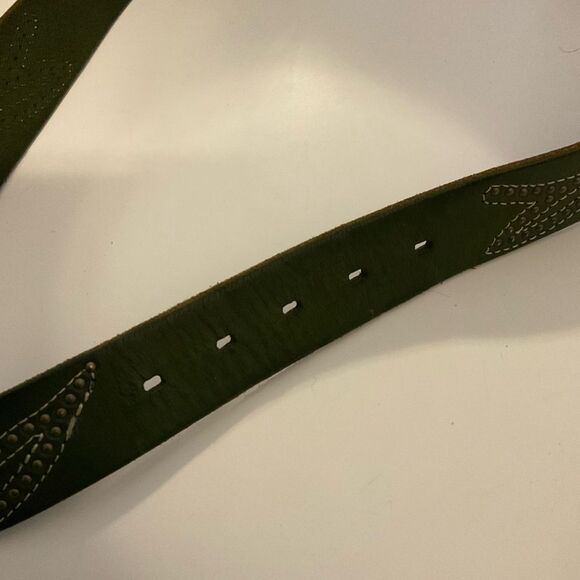Vintage genuine leather green embroidered belt Size 36-43